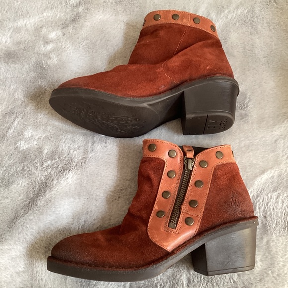 Fly London leather ankle boots 2 pair bundle one black and one rust size 36 - Picture 3 of 11